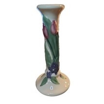 Vintage Treasure Craft Candlestick Pottery Tulip Ceramic Ivory Pink Green 8&quot; - £10.13 GBP