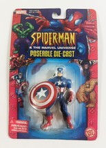 SPIDER-MAN The Marvel Universe Captain America Poseable Die-Cast Figure Toy Biz - £13.00 GBP