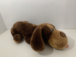 vintage 1985 Animal Toy Imports plush brown tan puppy dog lying down stuffed - $19.79