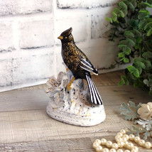 Courtly Song Bird Decor Black and White Stripe Decor Bird Figurine Black Gold - £30.56 GBP