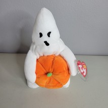 TY Ghoul the Ghost Original Beanie w/Pumpkin Halloween Plush 8 in Stuffe... - £14.55 GBP