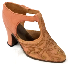 Adobe Pattern Fashion Heels Shoe Figurine Open Sides Ceramic Textured Vi... - $11.35