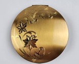 Elgin American Gold tone Etched floral Makeup Compact Mirror Near 4&quot; lar... - $29.69