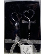 2pc Heart-Shaped Corkscrew Bottle Opener &amp; Stopper Set Wine Wedding Than... - $4.86