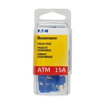 Bussmann (VP/ATM-15-RP) Blue 15 Amp Fast Acting ATM Mini Fuse, (Pack of 25) - £15.63 GBP
