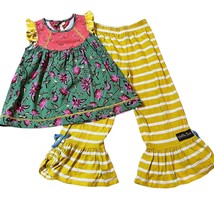 Matilda Jane Girls Sights to See Tunic Top &amp; Yellow Stripe Pants Outfit ... - $48.00