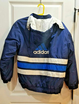 Adidas Windbreaker Jacket Big Logo tri color Adidas Bomber Jacket Retro w/ Hood - £35.22 GBP
