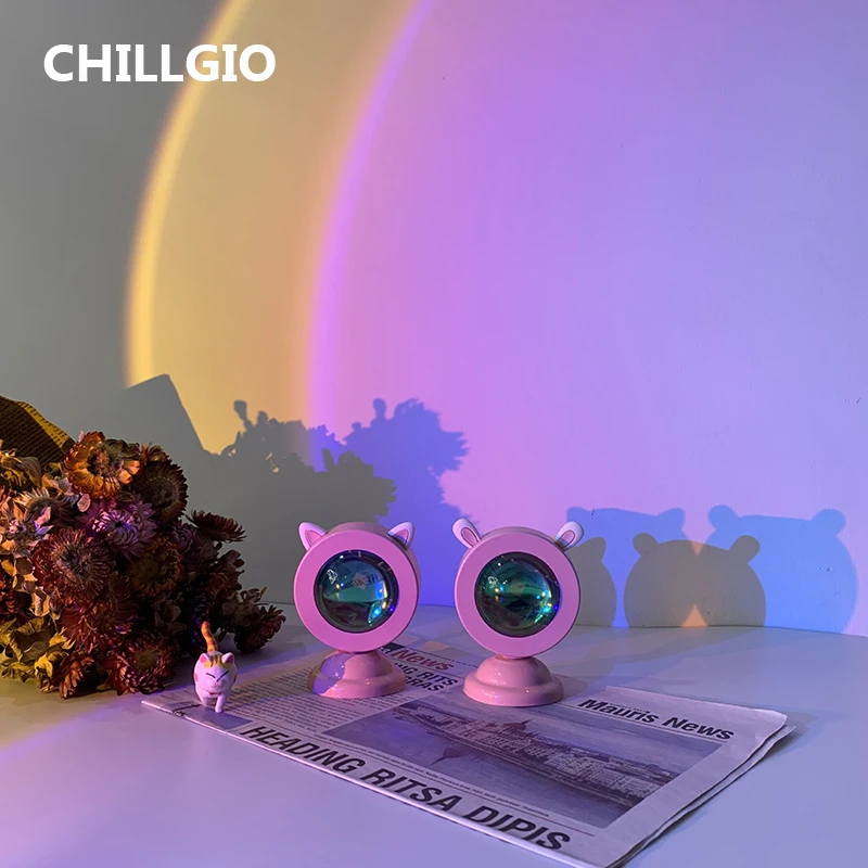 CHILLGIO Mini Sunset Light Atmosphere Ins Projector Photo LED Rainbow Da... - $15.43+