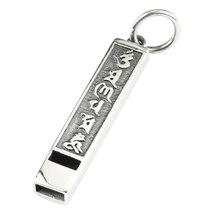 925 Sterling Silver Jewelry Mantra Whistle Pendant Carving Six Words Om Mani Pad - £19.44 GBP