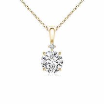 ANGARA Round Natural Diamond Pendant Necklace in 14K Gold (Grade-HSI2, 0.76 Ctw) - £1,897.39 GBP