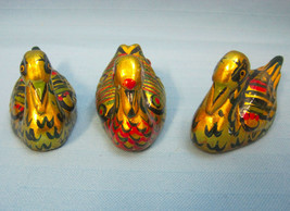 Swans Ducks Birds Folk Art Miniature Figurines Ceramic 4&quot; Lot of 3 Gold - £15.00 GBP