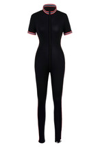 Women Uniform Bodysuit Zipper Open Crotch Transparent Club Wear Sports L... - $14.99