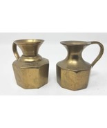 Vintage 2&quot; Miniature Brass Pitchers Set of 2 U141 - £10.32 GBP