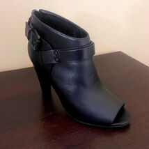 VC Signature Vince Camuto Nikoletta Black Leather Peep Toe Ankle Boots 7... - $39.59