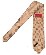 NEW $295 Isaia Pure Silk 7 Fold Tie!  Gold With Hint of Rose   Blue Polk... - $129.99