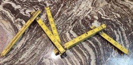 VINTAGE KLEIN TOOLS FOLDING WOOD RULER-NO. 905-6 WOOD &amp; BRASS 71&quot; - £7.41 GBP