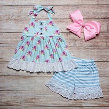 NEW Boutique Floral Tunic Girls Shorts Outfit Set - £13.58 GBP+