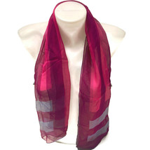 Vera Women&#39;s Scarf Sheer Silk Blend Pink Purple Color Block Rectangular ... - $13.96