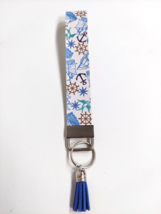 Wristlet Key Fob Keychain Faux Leather Anchor Nautical with Blue Tassel New - £5.41 GBP
