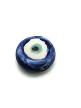 1Pc Blue Evil Eye Beads For Jewelry Making, Large Handmade Ceramic Macrame Beads - £8.69 GBP