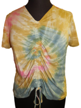 Women&#39;s Size XL Cato Tie Dye Ruched Front Short Sleeve Top - £17.37 GBP