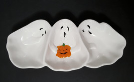 NEW Adorable Halloween Ghost Trio Candy Dish 12&quot; l x 5 1/4&quot; w x 1 1/2&quot; h. Earthe - £27.79 GBP