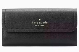 Kate Spade Rosie Large Flap Wallet Black Leather KB014 NWT Clutch $229 Retail FS - £67.24 GBP