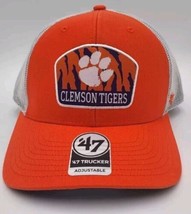 Clemson Tigers Hat ‘47 Brand Trucker Snapback Orange Factor White Mesh Cap NWT - £21.07 GBP