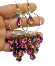 Rhinestone Drop Earrings, Vitrail Purple Chandelier Earrings, Dangle Austrian Cr - £30.80 GBP