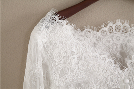 White Off-Shoulder Long Sleeve Floral Lace Top Bridal Plus Size Lace Crop Top image 5