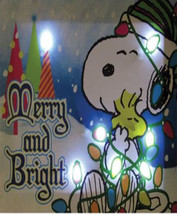 Peanuts &quot;Merry And Bright&quot; 6&quot; X 8&quot; Festive Light-Up Canvas Wall Art NEW UNUSED - £17.00 GBP