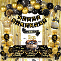 Black and Gold Birthday Decorations for Men Women, Black and Gold Party ... - £23.85 GBP