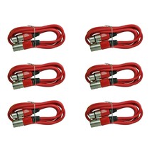 6 Red 10 Ft Foot 3Pin Xlr Male To Female Shielded Mic Microphone Extension Cable - £54.39 GBP