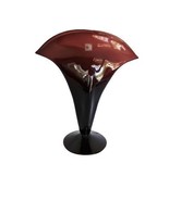 Vintage Blenko Handmade Art Glass Purple Red Fan Vase  - £78.62 GBP