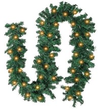 18 Point Fairy Light and 2.5m Long Green Christmas Garland Pine Wreath Xmas Chri - £28.41 GBP