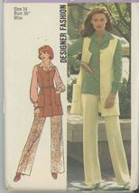 Simplicity 6604 - Blouse, Flared Pants Vest Mini Dress - Vintage Size 14... - $4.00