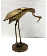 Leonard Vintage Brass Crane Egret Heron Stork Bird Statue Figurine 8&quot; Tall - $27.16 CAD