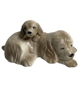 Vintage Ceramic Mother Dog &amp; Puppy Figurine Beige Glaze Unmarked Adorabl... - $312.25 MXN