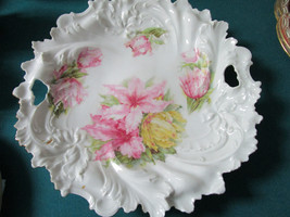 Rs Prussia Floral Tray Hand Painted Flowers Molded Borders - £194.17 GBP