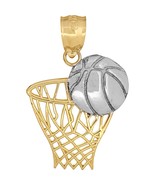 14K Gold Basketball Hoop Charm NBA Sports Jewelry 18mm - £86.07 GBP