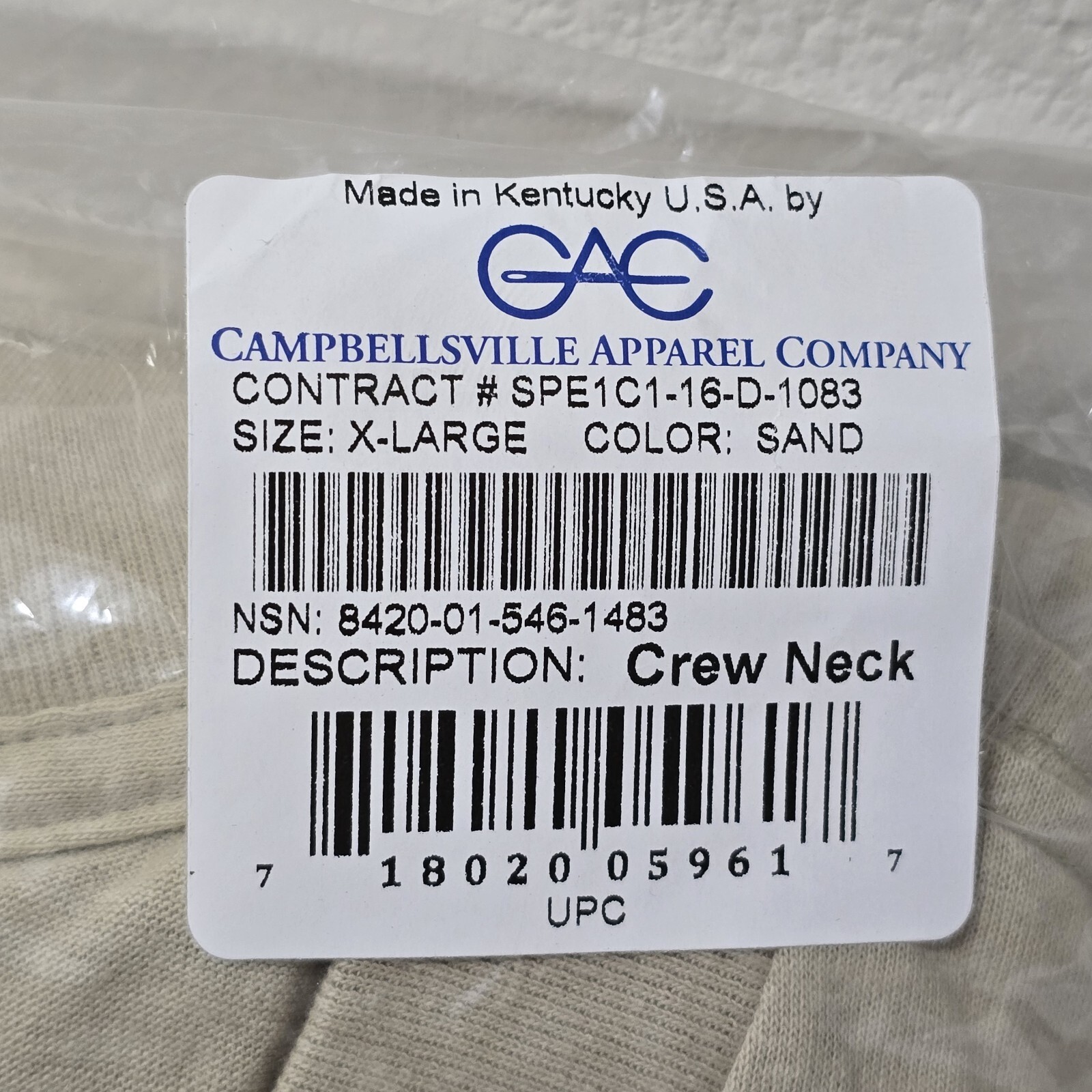 USGI Sand Crew Neck Shirt 100% Cotton NSN 8420-01-546-1483 USA Men's XL Item image 2