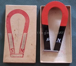 Vintage Toy 3.75&quot; Horseshoe Magnet Toy Unused W Box Orig Metal Bar Vgc Mcm - £33.55 GBP