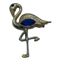 Vintage Stork Bird Flamingo Blue Rhinestone Baby Brooch Pin MCM - £10.27 GBP