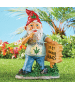 Solar Lighted Keep On The Grass Blazing Weed Pot Smoking Gnome Garden St... - $37.95 CAD