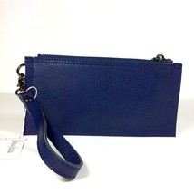 Neiman Marcus Metallic Trim Zip Wristlet. Indigo Blue/Metallic Blue Trim - $35.44