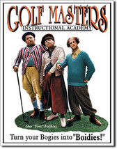 Golf Masters Instructional Academy The Three Stooges Retro Humor Metal Sign - £15.76 GBP