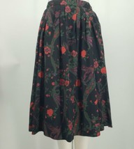 Vintage Talbots Pleated Skirt Women&#39;s 14 Black Floral Pockets Midi *Flaw - £19.01 GBP
