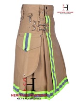 Scottish Firefighter Utility Kilt - Handmade Khaki Hybrid Kilt For Men&#39;s - £54.27 GBP+