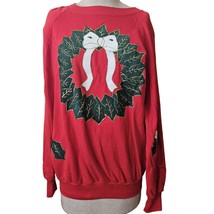 Vintage Handmade Puffy Paint Christmas Sweatshirt Size XL - £19.46 GBP
