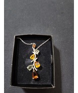 Cascading Pear Necklace Silver Tone Pave Rhinestone Vine Simulated Gems ... - $34.79 CAD